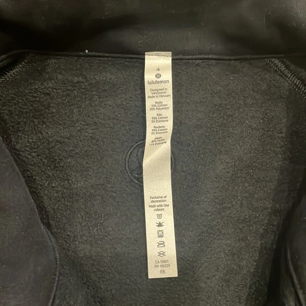 Lululemon Black Zip Up Sweatshirt - Size 4